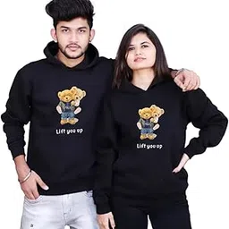 the tee shop Couple Hoodie Cotton Warm Pullover Printed Hoodies Sweatshirts Gift for Lover - Lift You Up in Love - Pack of 2-picture-14