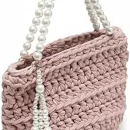 kids aura toy's Handmade Wool Crochet Purse for Women | Elegant Top Handle Bag with Pearl Handle | Stylish Handbag for Girls | Evening Outings-picture-16