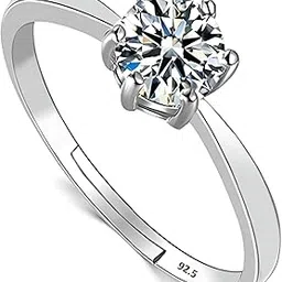 the marketvilla Sterling Silver Rings for Women Pure Silver 925 - Solitaire Ring For Girlfriend, Chandi Ki Anguthi Ladies Ring, Rings for Girl (Adjustable Size)-picture-45