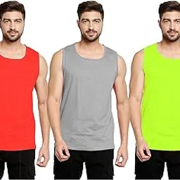 blacksmith Pack of 3 Black, White, Orange Plain Sleeeveless Sando Tank top Gym & Street wear for Men-picture-23