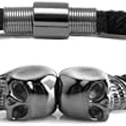 extreme Skull Crusher Bracelet | Aerograde Stainless Steel | Handwoven Cotton Rope | Bracelet for Men-picture-20