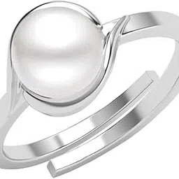 Pure 925 Sterling Silver Sicily Real Pearl Size Adjustable Finger Ring | Gift for Women and Girls | Platinum Plated-image-63
