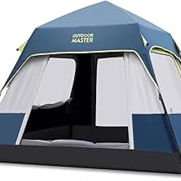 OutdoorMaster Camping Tents, 4/6 Person Camping Tent with Blackout Shelter Technology, Easy Setup in 60 Seconds, Weatherproof Pop Up Tent with Top Rainfly, Instant Cabin Tent (Blue, 4 Person)-picture-40
