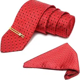 louis stitch Mens Indian Red Italian Silk Necktie Set Incl Pocket Square Gold Tiepin American Style Formal Tie Gift Set for Men (TE-GP-FR015)-picture-34
