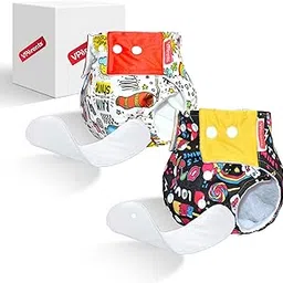 VParents Unisex Rain And Icecream Print Reusable And Adjustable Cloth Diapers With Ulta Absorbent Insert With 5 Layers- Washable (Multi Colour) (Pack Of 2)-picture-11