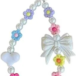 Bow Heart Charm Keychain Wristlet for Keys Bow knot Flower Keychain Charm for Women Girls Bag Charms for Handbags Backpack(Comes with Phone Connector Card)| Design1-picture-28