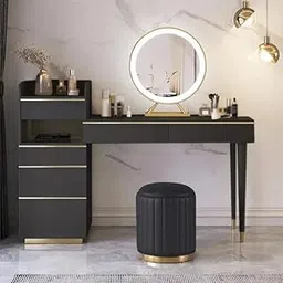 NG Decor Black Makeup Vanity Set Dressing Table Lighted (Mirror Cabinet & Stool not Included)-picture-14