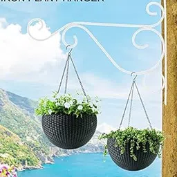 NAYAB Outdoor Decor Wall Brackets Iron L-Angle Heavy Duty Flower Pot Plant Hanging Stand Holder for Home Indoor Garden Balcony Bird Feeder Wind Chime Lanterns (Ring - Ivory)-picture-32