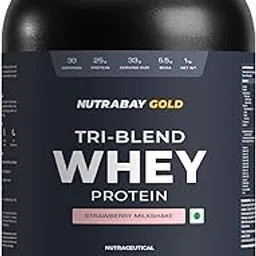 Nutrabay Gold Tri Blend Whey Protein Powder - 1kg, Strawberry Milkshake | 25g Protein, 5.5g BCAA | Concentrate, Isolate, Hydrolyzed Protein | Muscle Growth & Recovery | Gym Supplement for Men & Women-picture-16