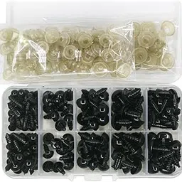 FABLOFT® 135x Doll Eyes Nose Sewing Screw on Backs for Puppets Doll Toys DIY Supplies Black-picture-11