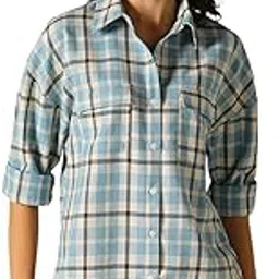 hubberholme Women Check Cotton Oversized Fit Collar Long Sleeve Shirts 24-picture-27