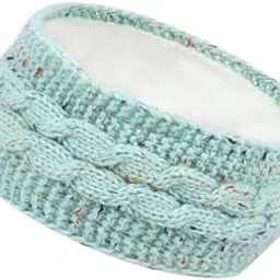 future tabs Windproof Thick Headband - Sky Blue | Chunky Cable Stripe Printed Headband For Women | Crocheted Wide Knitted Head Band | Warm Material For Winters-picture-13
