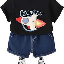 pop street kids Baby Boy Denim Shorts Set | Trendy & Comfortable Playwear Set (Color-: Black) (size:-1.5-2.5Years)-picture-17