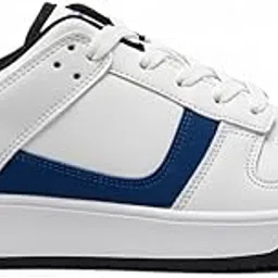 Men's Athletic Sneakers, White with Navy Blue Accents, Memory Foam Insole, UK Size 7, Mid Top-picture-23