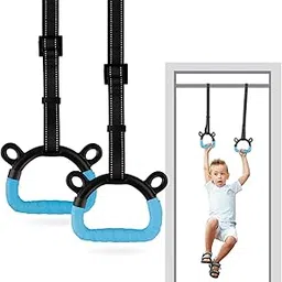 EXQ Home Kids Gymnastic Rings Pull up Rings for Chlidren Exercise,Indoor Gym Ring,Kids Gymnastics Rings with Adjustable Straps,Load Bearing 220lb,Blue Hands Tape-picture-27