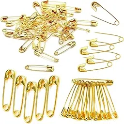 CHEM-AB ENTEREPIRSE Small Gold and Silver Plated Safety Pins for Saree Nappy Pin Lock pin for Blanket Sweater Perfect for Clothes Craft Sewing Pinning Hijab pin for Women and Girls (Gold, 24)-picture-19