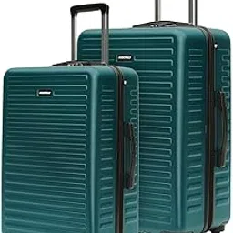 the assembly Premium Polycarbonate 8 Wheels Spinner Hard-Sided Medium Check in 24 Inch & Large 28 Inch Trolley Bags Combo-Luggage for Travel Set of 2 with Packing Organisers Set-Stark(Forest Green) image 1
