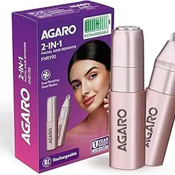 AGARO Facial Hair Remover |Eyebrow Trimmer FHR190 Rose Gold For Women, Rechargeable, Cordless, Safe & Painless Electric Shaver, Hypoallergenic Blade, Multipurpose Use For Upper Lip, Chin,-image-36