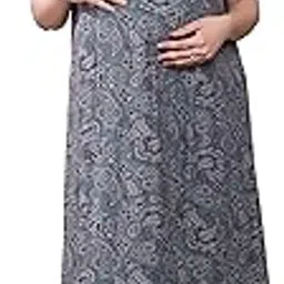 mamma's maternity Pre & Post Pregnancy Floral Printed Maxi | Nighty for Pregnant Woman | Nursing Maxis for Breastfeeding for Mothers with Pockets-picture-48