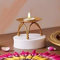Stylizshades Handcrafted Golden Metal Tea Light Candle Holder Stand for Home Décor, Festive Decoration & Gifting – Elegant Decorative Set of 1-picture-23