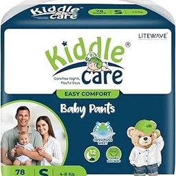 Kiddle Care Easy Comfort Baby Diaper Pants | Small (S) | 4-8 Kg | 78 Pieces | Up to 12 Hours Protection, Prevents Leakage, Wetness Indicator-picture-53