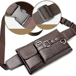 wriggle Unisex Waist Bag/Pouch Fanny Pack Belt Bags with Adjustable Strap Messenger Faux Leather Sling Cross Body Travel Office One Side Shoulder Bag for Women (Brown)-picture-16