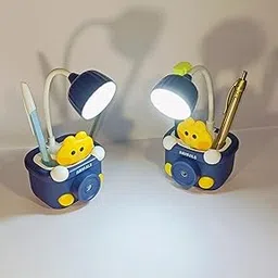Cute Animal Camera Design LED Desk Lamp, Navy Blue and Yellow, Pen Holder with Adjustable Light-picture-11