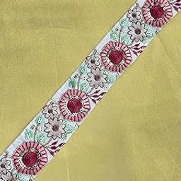 SYNC White Lace Border Materials Sequin Sequence Embroidered Embroidery Golden Sari Saree Blouse Dress Gown Decoration 9 metre-picture-43