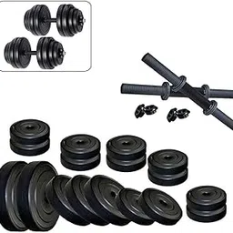 Body Maxx 8Kg-Combo 14 Dumbbells Kit 15 Inches Dumbells Rod (Rubber, Adjustable, Black)-image-25