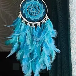 Teal by Tanvi Handmade Blue Dreamcatcher Wall Hanging for Home Decor & Bedroom - Medium Size Shades of Blue Aesthetic Room Decoration Gift Item-picture-23