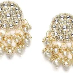 zaveri pearls Gold Tone Kundan & Pearls Wedding Collection Dangle Earring For Women-ZPFK10097-picture-37