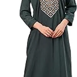 hargun night wear Cotton Flowerline Contrast Full Sleeve Night Gown (Free Size) |-picture-55