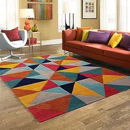 Multicolour Handmade Export Quality 1 Inch Pile Wool Carpet for Living Room-Bedroom & Hall [Size -4X6 Feet]-picture-23