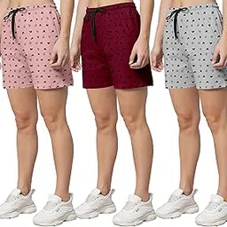runk Women's Cotton Printed Regular Shorts - Pack of 3||Short Nightwear(Multicolour)-picture-27