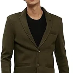 showoffff SHOWOFF Men's Notched Lapel Olive Single-Breasted Slim Fit Blazer-AR-57_Olive-picture-11