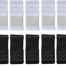 skaista Bra Extender 3 Hooks | Cotton Bra Extension for Women | Extension for Hook Strap | Extender for Elastic Bra Band | Free Size | Set of 10 (5 White & 5 Black)-picture-10