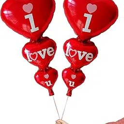 Party Propz I Love You Balloons for Decoration - 2 Pcs Happy Anniversary Decoration Items, Red Foil Heart Shape Balloons, Anniversary Gift for Wife, Gift for Girlfriend, Romantic, Proposal Decor-image-73