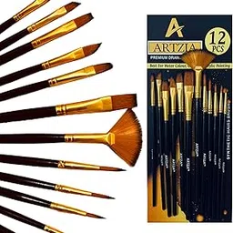 Painting Brushes Set of 12 Round, Flat Mix Synthetic Hairs Assorted Paint Brush for Acrylic/Watercolor/Oil Brushes Set for Painting(Wood)-picture-56