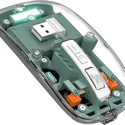Wireless Bluetooth5.1&2.4G Mini Lightweight Mouse,Transparent Clear Cool,Rechargeable Silent Computer Mice,Nano USB C Receiver,LED Ba-ttery Magic Silm for Office/PC/Mac/Laptop/Apple/ipad(Green)-image-16