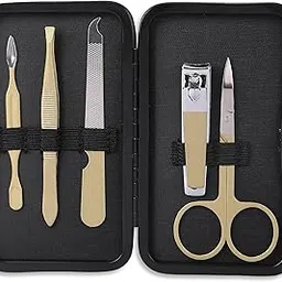 BUNGALOW BEAUTY Manicure Set Nail Clippers - 6PCS Stainless Steel Manicure Set, Professional Mens Grooming Kits, Nail Care Tools with Luxurious Travel Case - California Proposition 65 listed - Lead free | Cadmium Free | Phthalates Free image 1