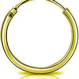 sivyaa 2mm Thick Men's Single Piece Flat Look Hoop Bali Earrings | Pure 925 Silver Gold Finish | Plain Round Piercing Ear Ring of 2X2mm Square Pipe | Gift Item for Women Men Girls Boys Kids, 1 Pcs-picture-52