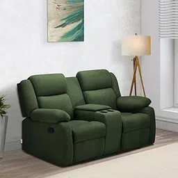 Duroflex Avalon Twin - 2 Seater Premium Fabric Manual Recliner Sofa | 3 Recline Positions | Dual Cup Holders | Plush Cushioning & Back Support | Durable Wood Frame | 3 Years Warranty - Sap Green-image-16