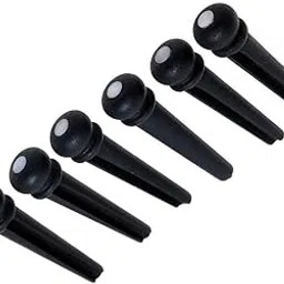 MG MUSIC GALAXY Black ABS Acoustic Guitar Bridge Pins - 6-Piece Set for Guitar String Stability-image-0