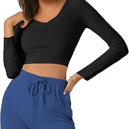 the blazze Women's Cotton Stylish Stretchable Deep V Neck Long | Full Sleeve Ethnic Saree Choli Black Blouses for Women L515-picture-24