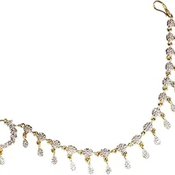 Two Tone - Gold Silver Brass Twinkling Two Tone Nose Pin with Accents and Sparkling cubic Zirconia/American Diamond Stones Jewellery for Women And Girl - White-image-57