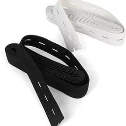 Imported Sewing Button Hole Knit Elastic Band 1.5m 2cm Pack of 2 White and Black-picture-29