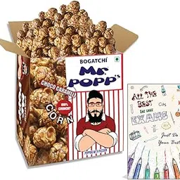 BOGATCHI Mr.POPP's Dark Chocolate Popcorn, Handcrafted Gourmet Popcorn Party Snacks, 100% Crunchy Delicious Fully Popped Corns,, Perfect Exam Time Gift , 250g + Free Exam Time Greeting Card-picture-30