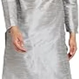 sojanya (Since 1958 Men's Grey and Black Dupion Silk Dhoti Kurta Set-picture-15