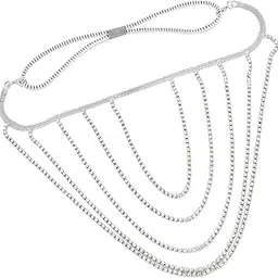 vama FASHIONS Silver Rhinestone Thigh Chain Boho Layered Crystal Beach Tassel Leg Chains Nightclub Body Jewellery For Women Girls-picture-46