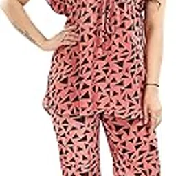 Women's Satin Kaftan Printed Night Suit | Lounge Wear | Night Dress | Pyjama Set-image-5